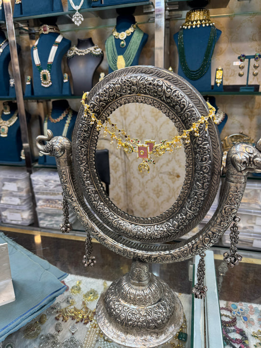 Gold Plated Chaand Motif Necklace with Kundan Accents