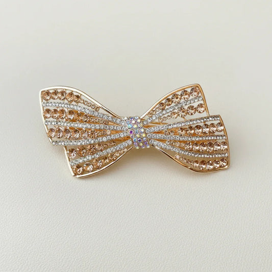 Champagne Gold Tone Crystal Bejeweled Hair Clip