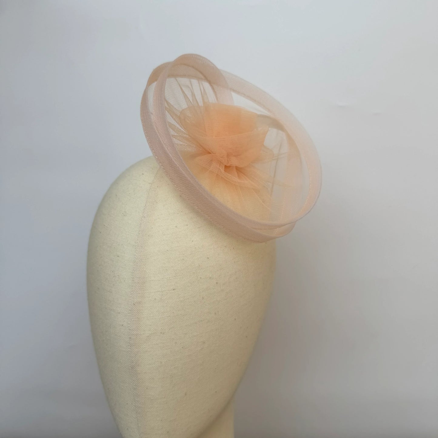Whispering Elegance Pastel Peach Fascinator Hat