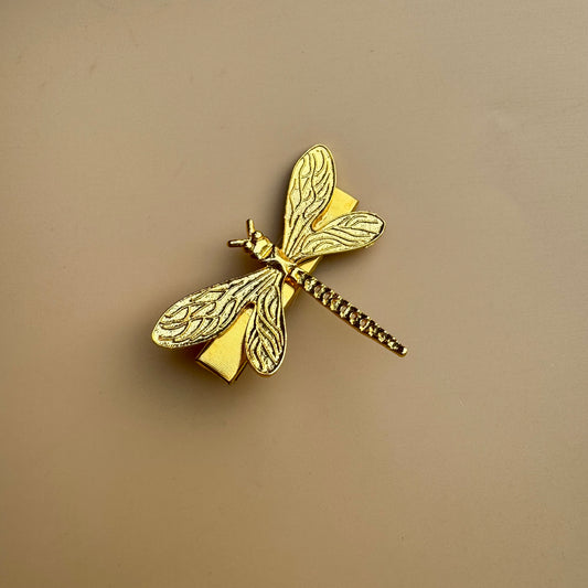 Golden Brass Dragonfly Hair Pin