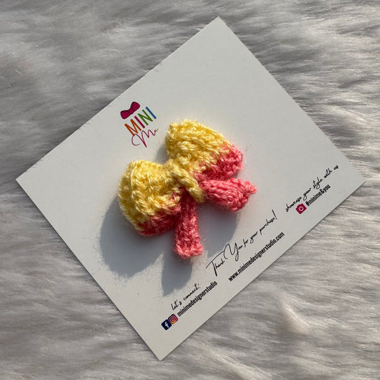 Peach and Yellow Multicolor Mini Bow Hair Clip