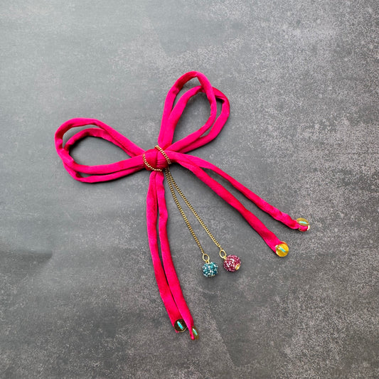 Hot Pink Ribbon Bow Hair Clip