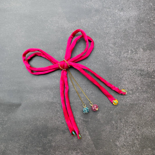 Hot Pink Ribbon Bow Hair Clip