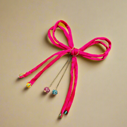 Hot Pink Satin Ribbon Bow Hair Clip