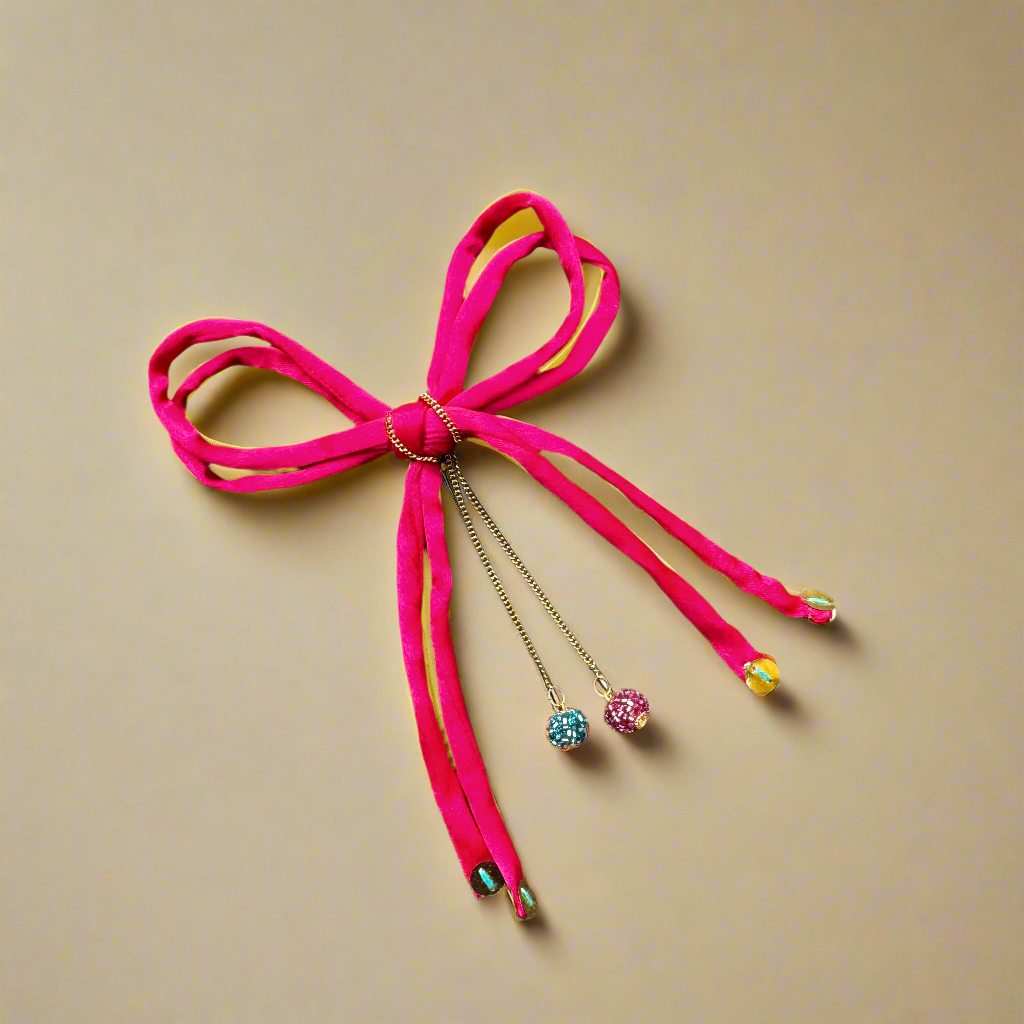 Hot Pink Satin Ribbon Bow Hair Clip
