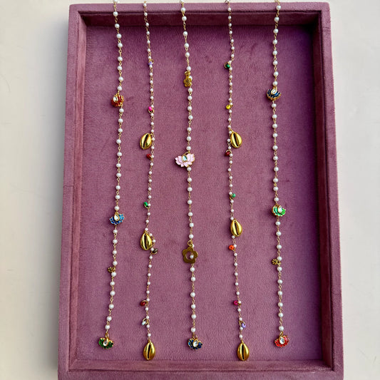 Lotus & Shell Pearl Bridal Hair Chain | Cascading Bun Accessory