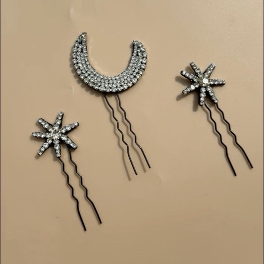 Moon & Star Sparkle Hair Pin Set