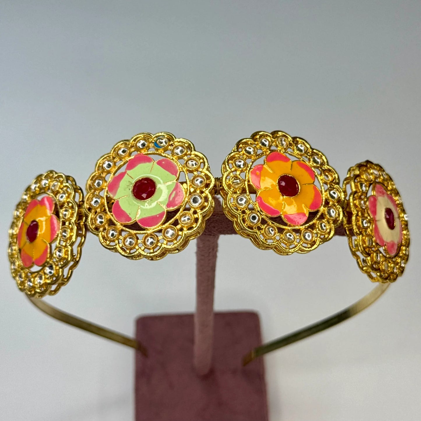 Multicolor Meenakari Kundan Hairband – Festive & Wedding Headband