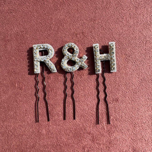 Custom Couple Luxe Initial Hair Pin Set with &