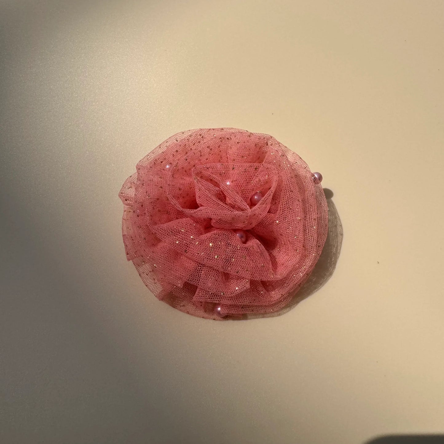 Coral Pink Flower Hair Clip