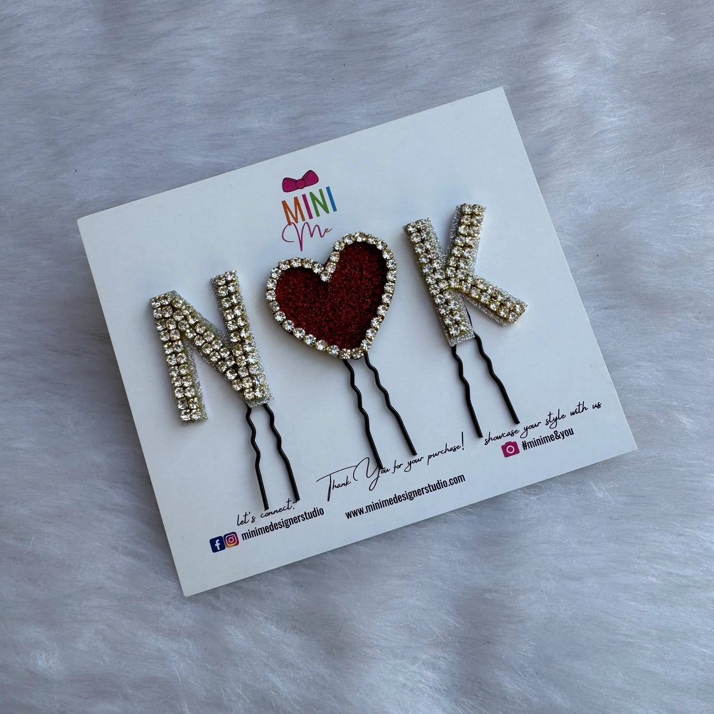 Custom Name Initials with heart Clips | Wedding Anniversary Gift