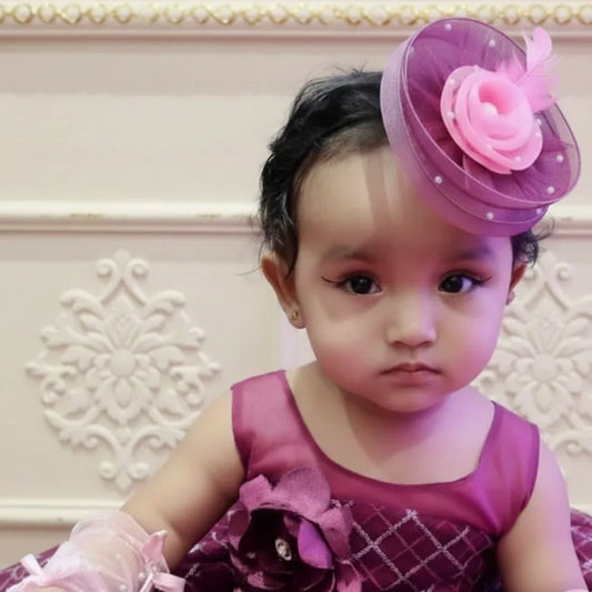 Baby Pink and Wine Fascinator Hat