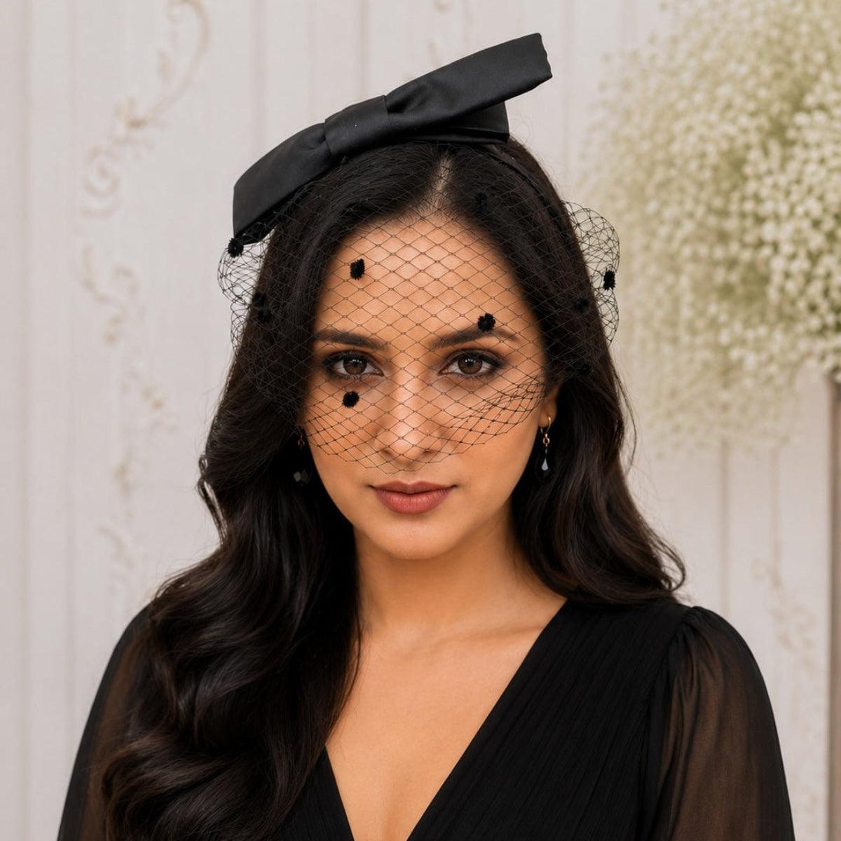Black Birdcage Veil With Bow