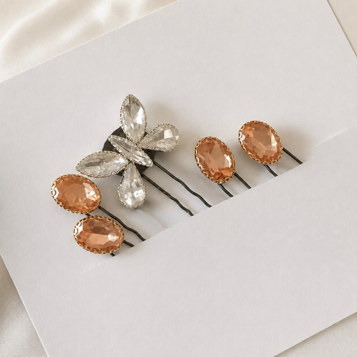 Blush_Spark_Butterfly_Gem_Stone_Hair_Pin_Set