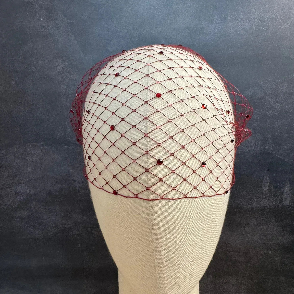 Burgundy Birdcage Veil