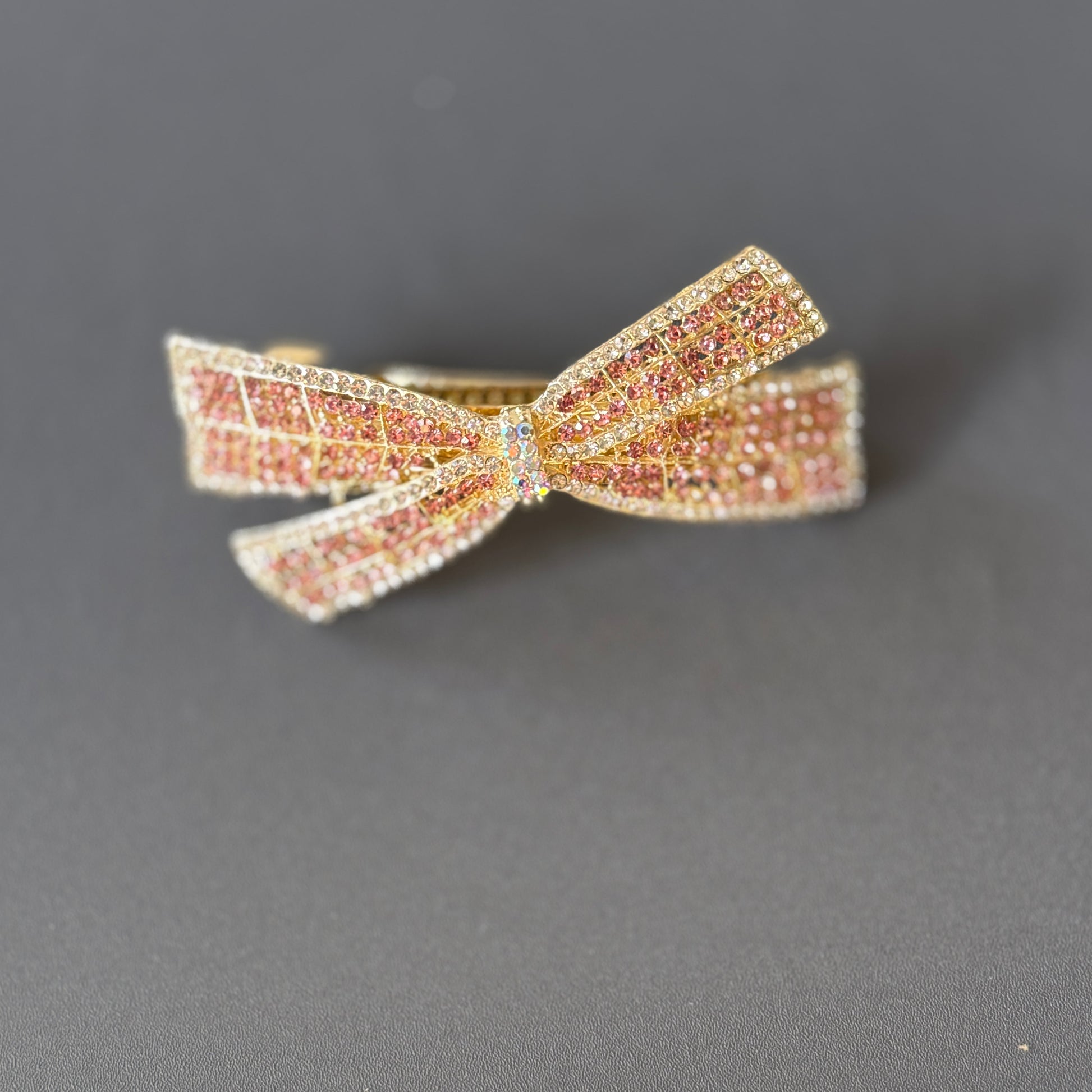 Rosé Luxe Crystal Bejewelled Bow Barrette Clip
