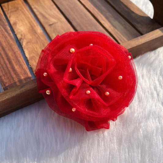 Red Flower Fascinator Hair Clip
