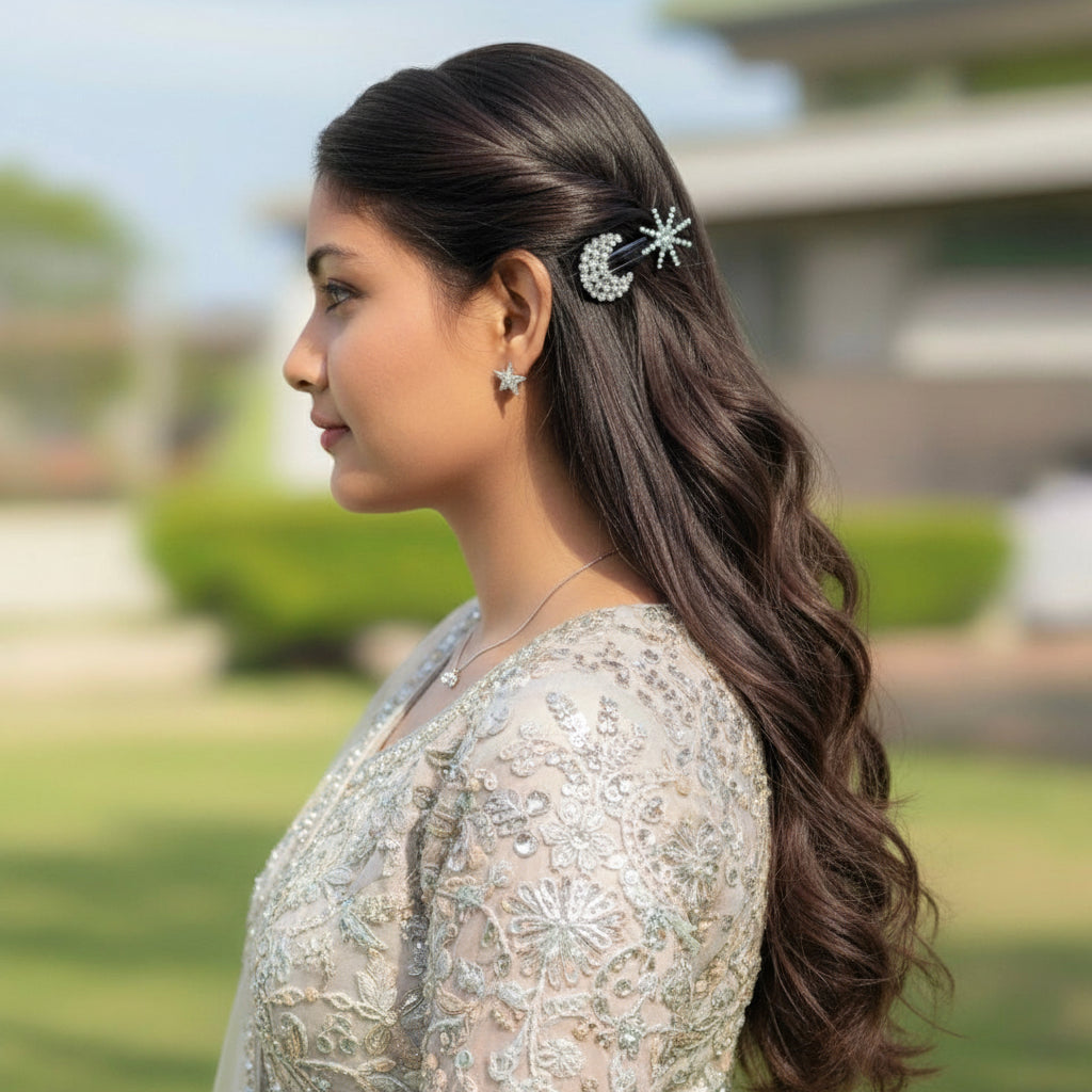 Crystal Moon & Star Hair Clip