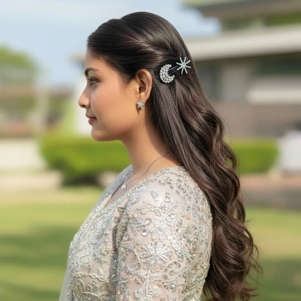 Crystal Moon & Star Hair Clip