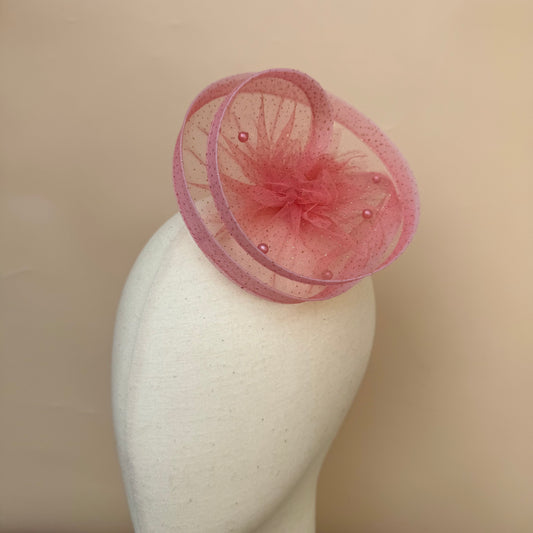 Gilded Enchantment Golden Sparkle Peach Fascinator Hat