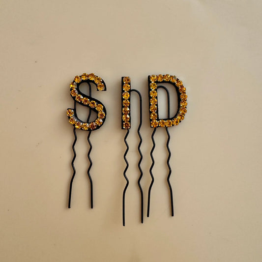 Custom Name Gold Crystal Letter Clips