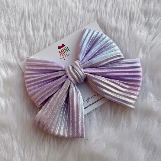 Light Purple Pleated Bow Hair Clip