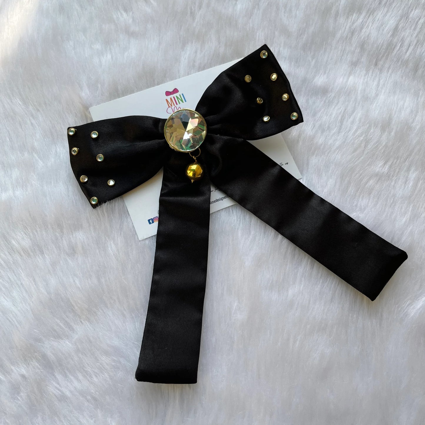 Golden Accent Black Bow Hair Clip | Party Hair Accessories
