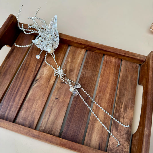 Celestial Pearl & Crystal Leaf Ear Cuff
