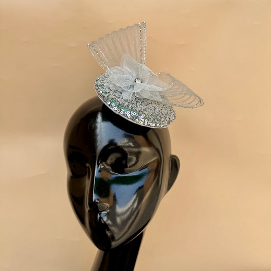 Pixie Silver Grey Sequin Fascinator