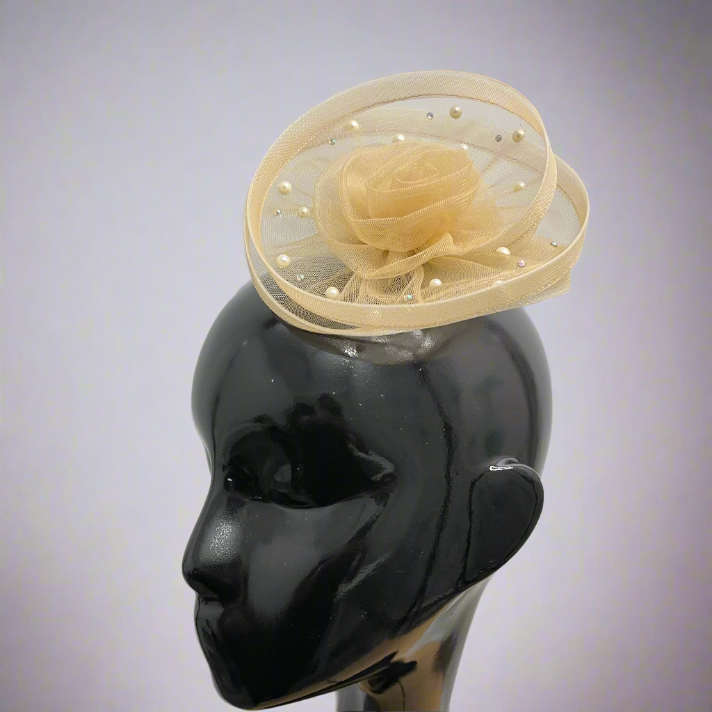 beige beauty fascinator hair clip
