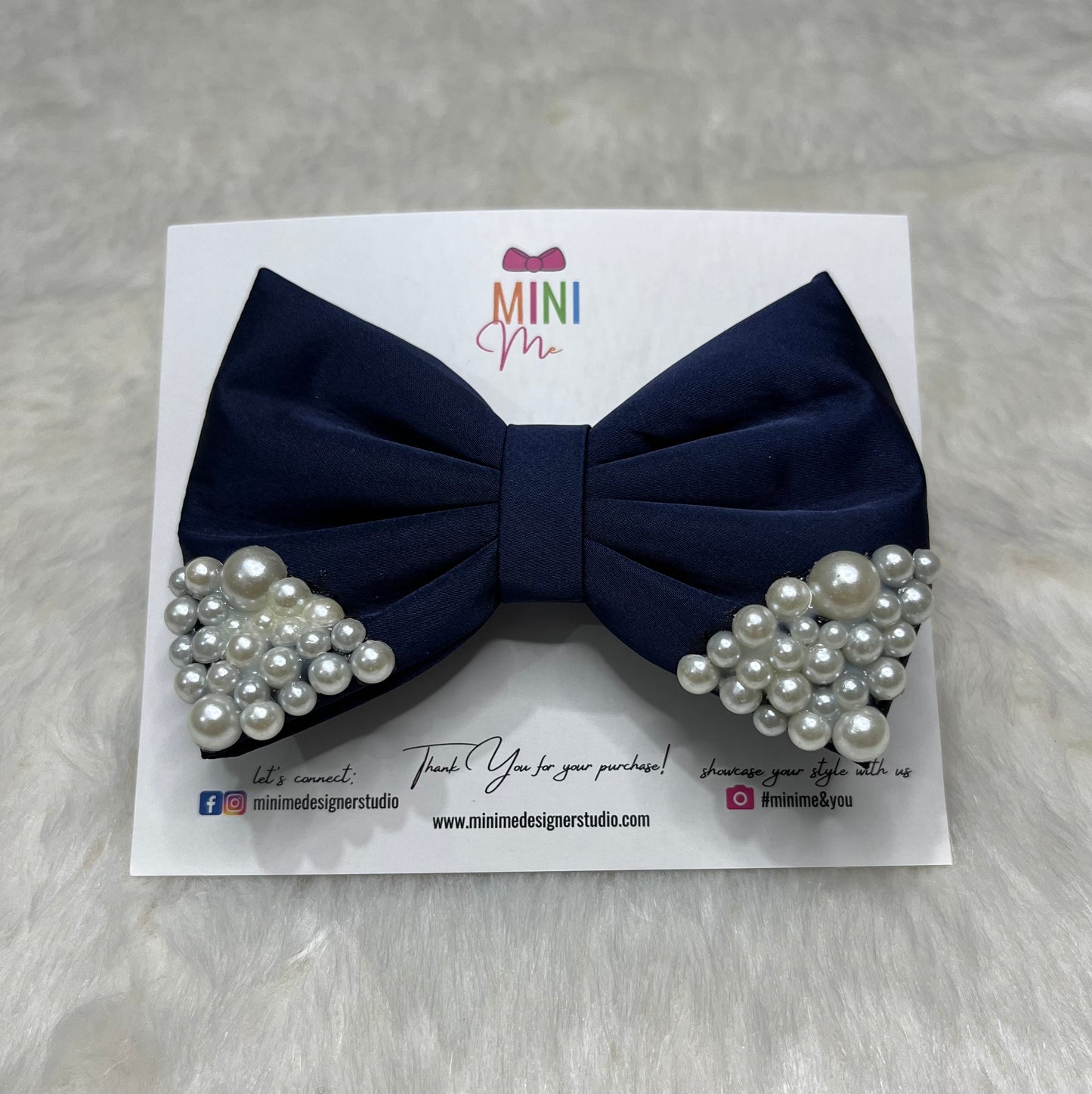 Navy blue pearl baby headband