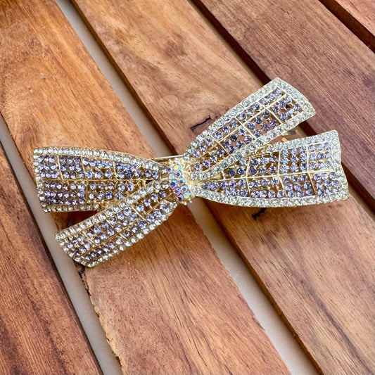 Crystal Elegance Mini Bejewelled Bow Clip - Lilac Lavender Tone