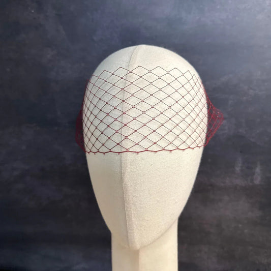 Crimson Wide-Eye Birdcage Veil