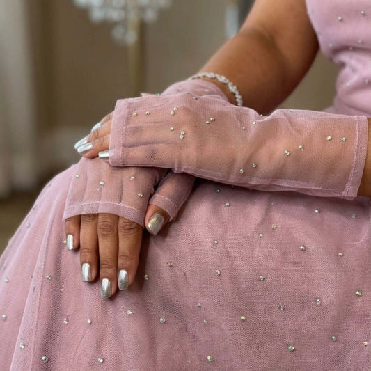Lunelle Crystal Sheer Arm Gloves Lavender