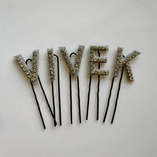 Custom Name Golden Crystal Luxe Letter Clips