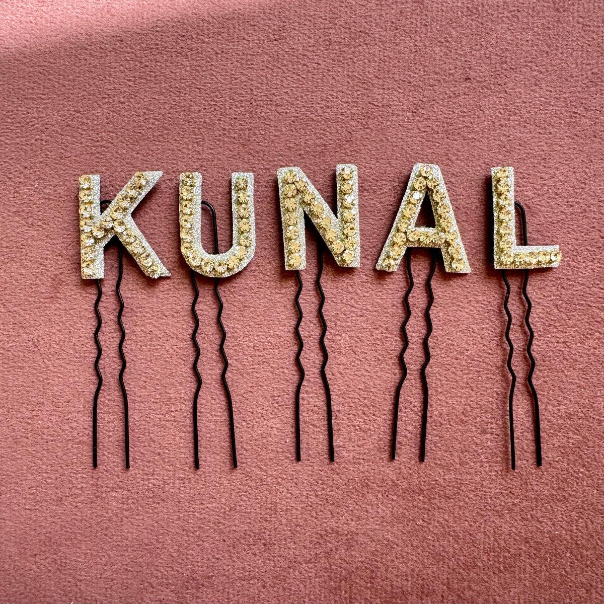 Custom Name Golden Crystal Luxe Letter Clips