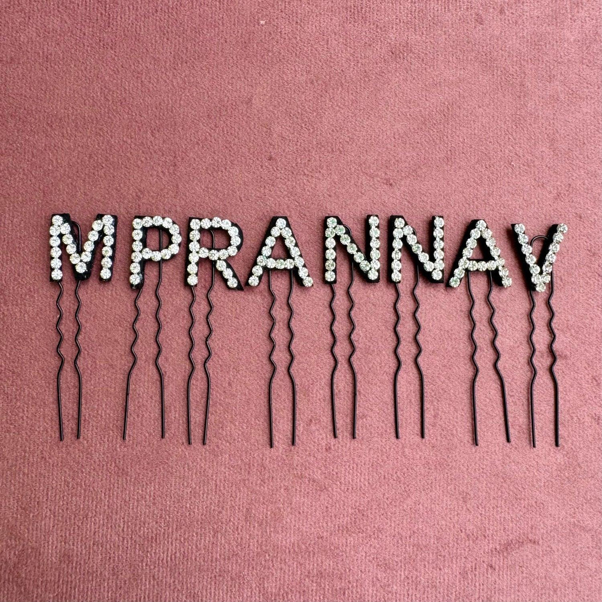 Custom Name Silver Crystal Letter Pins (Small)