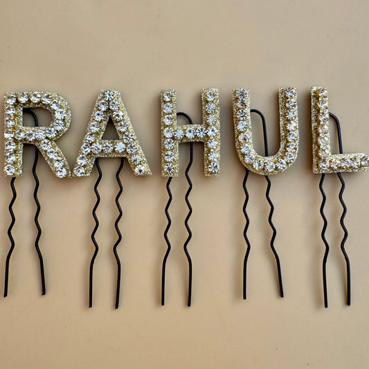 Custom Name Silver Crystal Golden Luxe Letter Clips