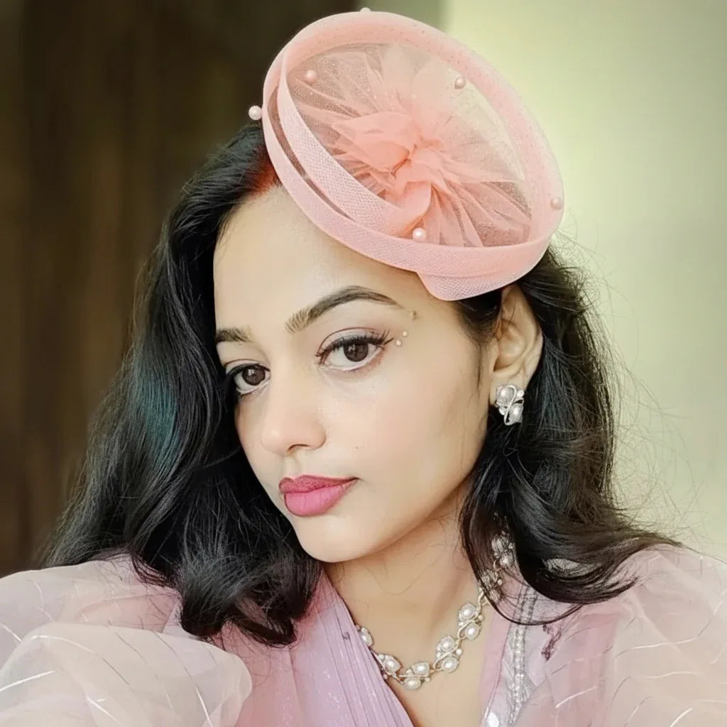 Gilded Enchantment Golden Sparkle Rose Gold Fascinator Hat