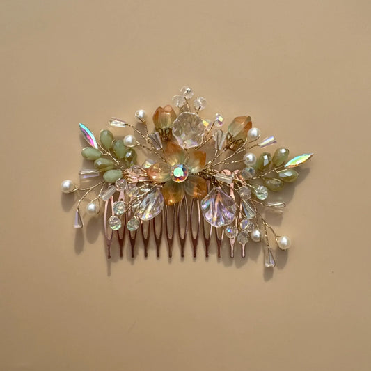 Golden Meadow Crystal Hair Comb — Haldi Mehendi Hair Accessory