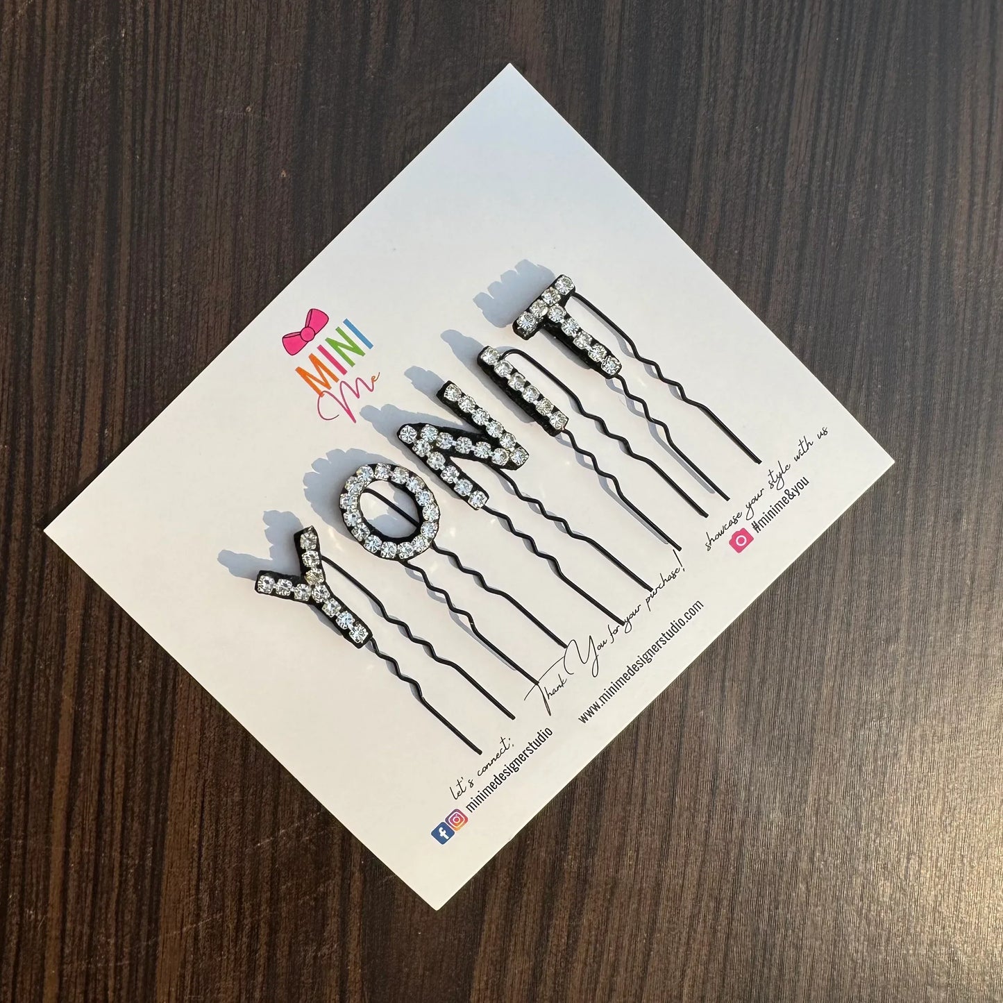 Custom Name Silver Crystal Alphabet Letter Hair Pins