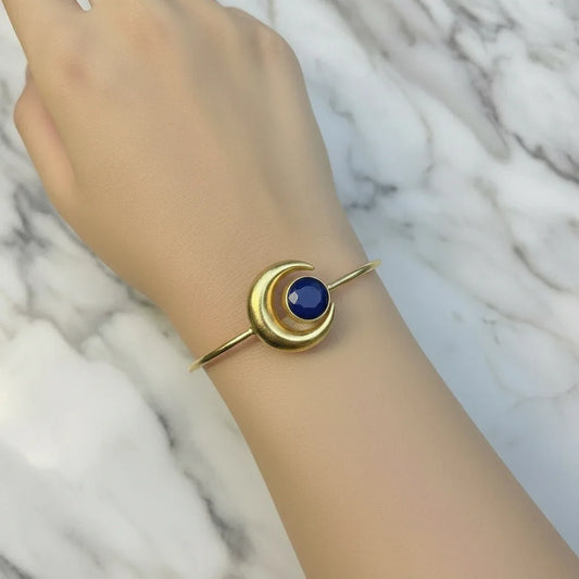 Blue Crescent Adjustable Golden Bracelet