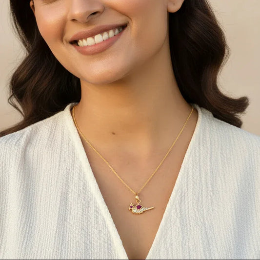Chiriya Pendant Necklace – Elegant Bird Motif in Meenakari Enamel
