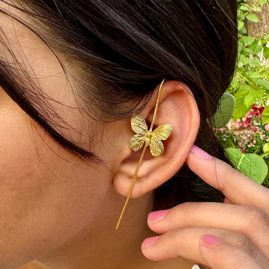 Golden Flutter Butterfly Ear Cuff