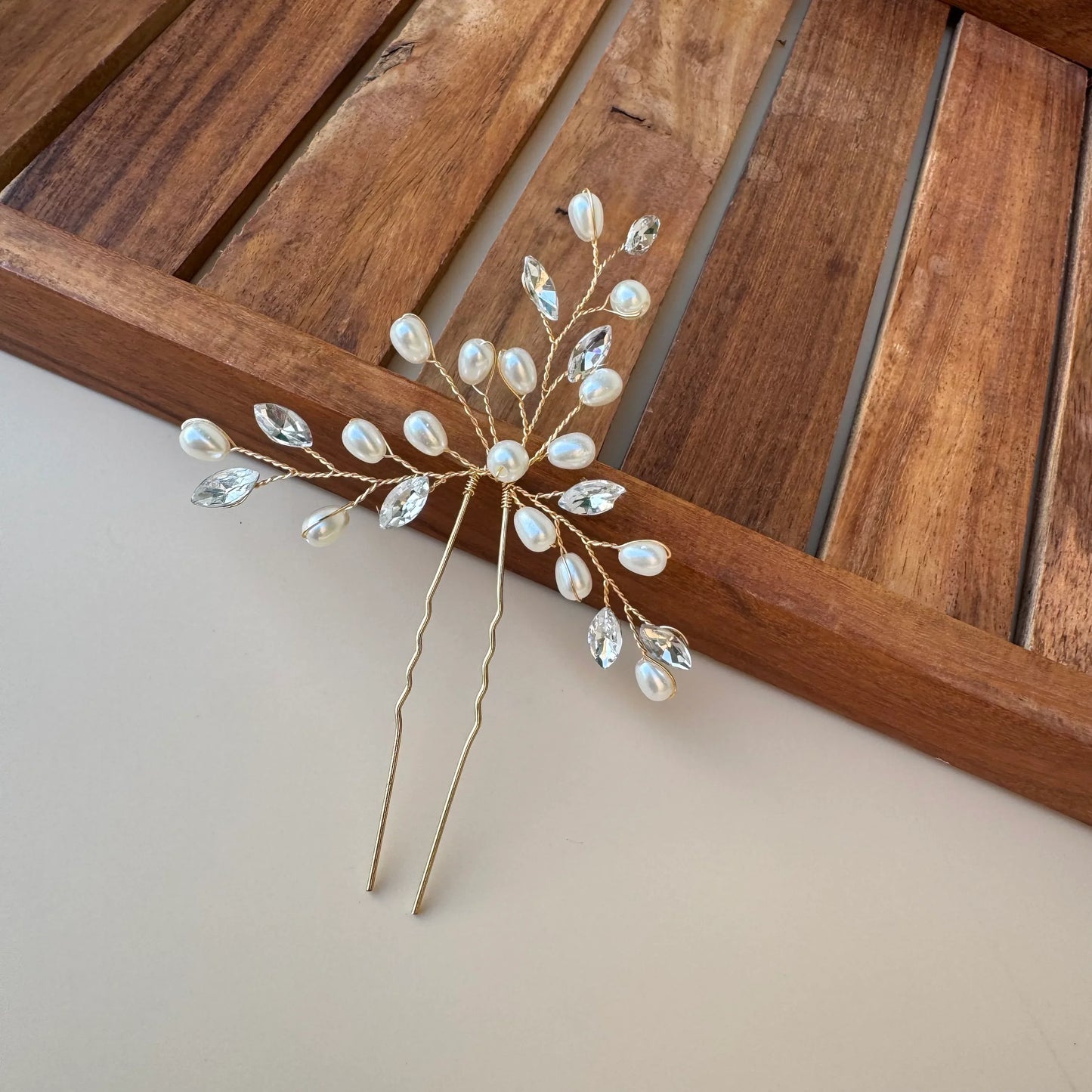 Ethereal Bloom Pearl & Crystal Hair Pin