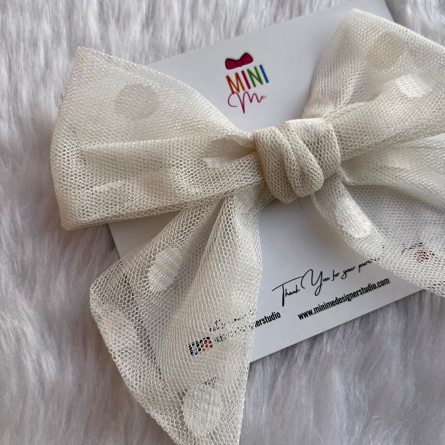 White Polka Dots Knotted Bow Hair Clip