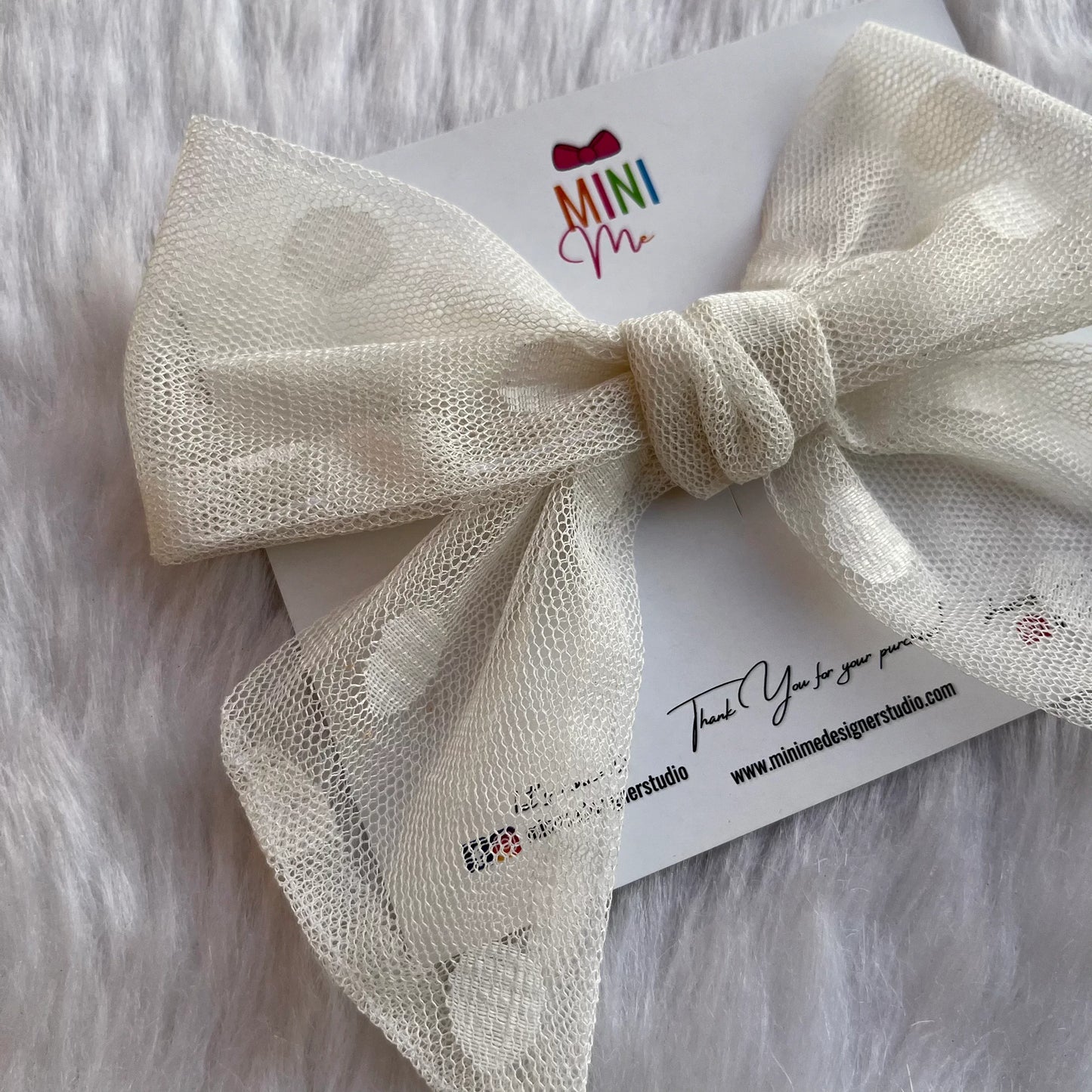 White Polka Dots Knotted Bow Hair Clip