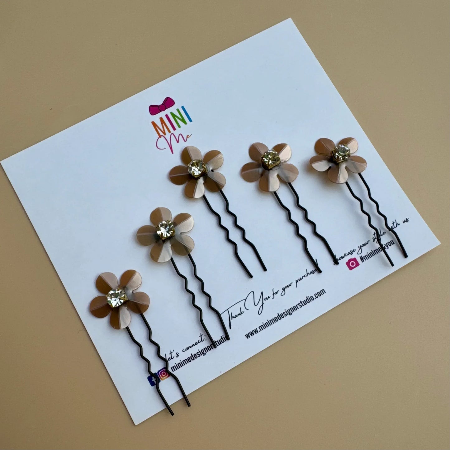 Crystal Bloom Hair Pins - Set of 5