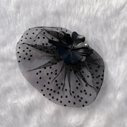 Black Short Veil Fascinator Baby Headband