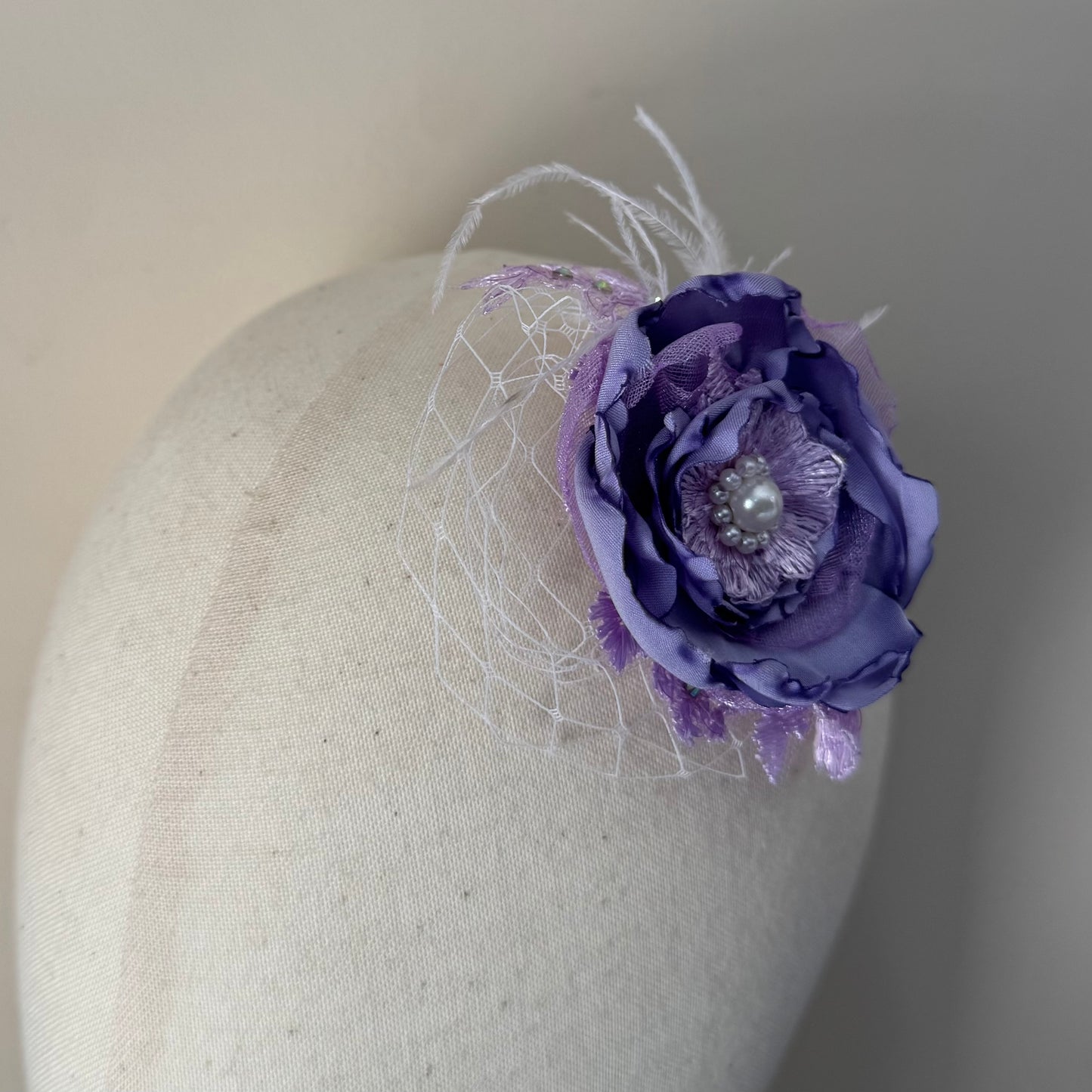 Lavender Bloom Fascinator with Pearl Center